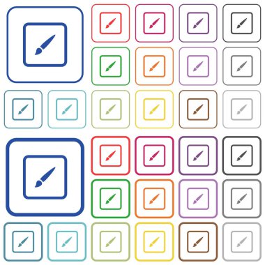 Nesne renk düz simgeler Yuvarlatılmış kare kare boya. İnce ve kalın sürümleri dahil.