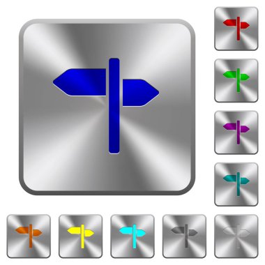 Tabelasını simgeler Yuvarlatılmış kare parlak çelik düğmeler üzerinde kazınmış.