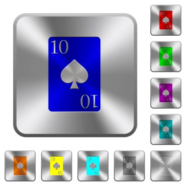 Maça onlusu Yuvarlatılmış kare parlak çelik düğmeler üzerinde oyulmuş simgeler kartı