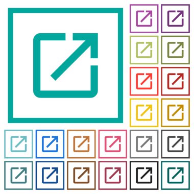 Açık içinde yeni pencere düz renk simgeleri beyaz arka plan üzerinde çeyreği çerçeveli