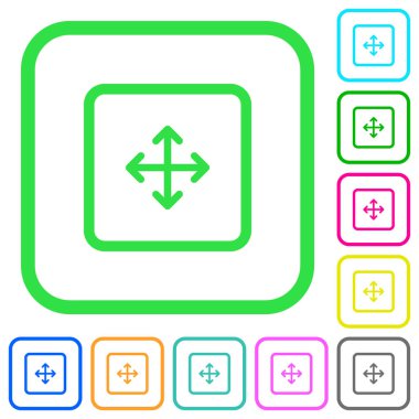 Nesne canlı renkli düz simgeler eğri sınırları içinde beyaz zemin üzerine sürükleyin.