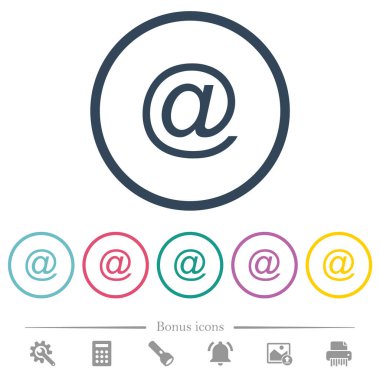 Yuvarlak ana hatlarını tek e-posta simgesi düz renk simgeler. 6 bonus simgeler dahil.