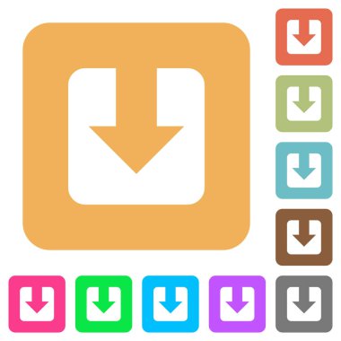 Yuvarlatılmış Kare canlı renkli arka planlar üzerinde düz simgeler İndir.