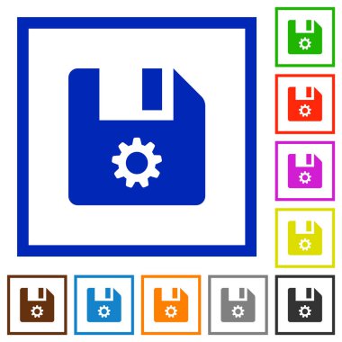 Kare kare beyaz arka plan üzerinde dosya ayarları düz renk simgeleri