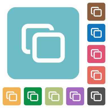 Yuvarlak renkli kare arka planlar üzerinde beyaz düz simgeler sekmeleri