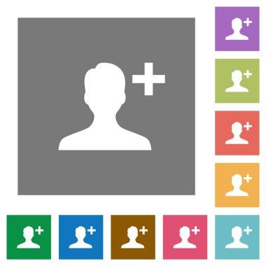 Basit renkli kare arka planlar üzerinde Yeni Kullanıcı düz simgeleri ekleme