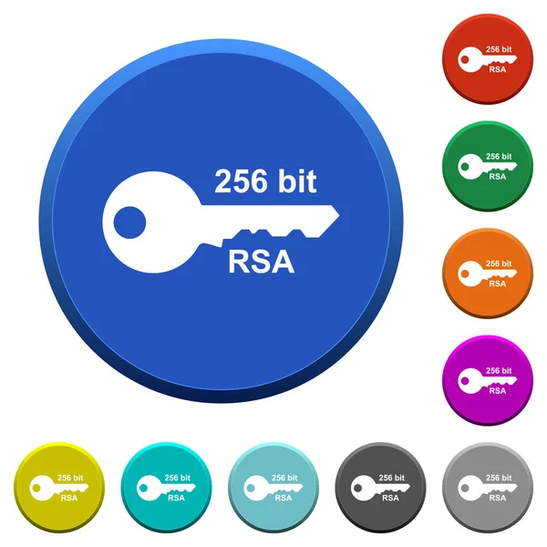 256 ビットの Rsa 暗号丸い滑らかな表面と平らな白いアイコン色斜めボタン — ストックベクタ