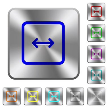 Nesne genişliğini ayarlamak simgeleri Yuvarlatılmış kare parlak çelik düğmeler üzerinde oyulmuş