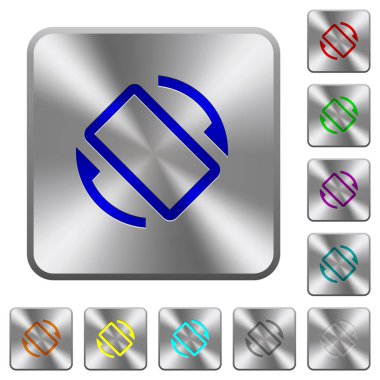 Mobil ekran otomatik döndürme simgeler Yuvarlatılmış kare parlak çelik düğmeler üzerinde kazınmış.