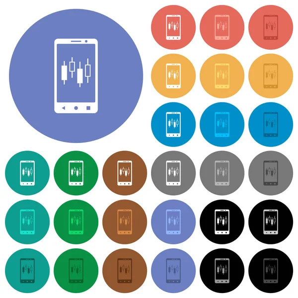 Mobile Courtier Multi Icônes Plates Couleur Sur Des Fonds Ronds — Image vectorielle