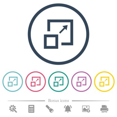 Yuvarlak anahatları penceresinde düz renk simgeleri büyütmek. 6 bonus simgeler dahil.