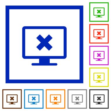 Ekran ayarları düz renk simgeleri kare kare beyaz zemin üzerine iptal