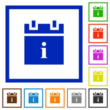 Kare kare beyaz arka plan üzerinde bilgi düz renk simgeleri zamanlama