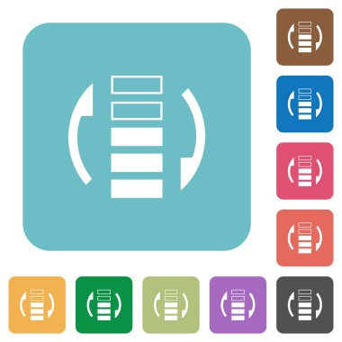 Yenileme oranı beyaz düz simgeler renk üzerinde yuvarlak kare arka planlar