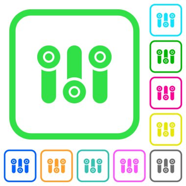 Beyaz arka plan üzerinde eğri sınırları içinde düz simgeler Denetim Masası canlı renkte