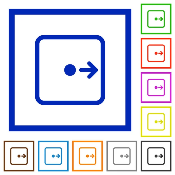 Objekt Rechts Flache Farbsymbole Quadratischen Rahmen Auf Weißem Hintergrund Verschieben — Stockvektor
