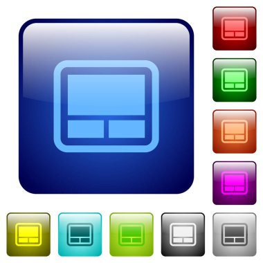 Yuvarlatılmış kare renkli parlak düğme içinde dizüstü touchpad Icons set