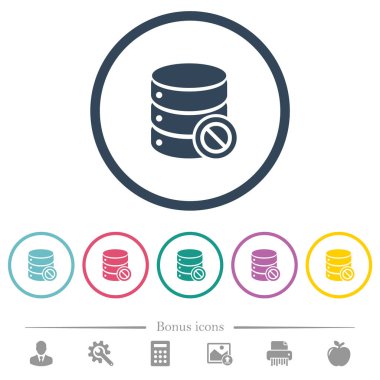 Engelli veritabanı düz renkli simgeler yuvarlak özetliyor. 6 bonus simgeler dahil.