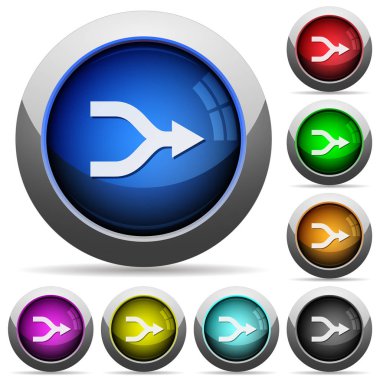 Ok simgeleri ile çelik çerçevelemek yuvarlak parlak düğmeler birleştirme