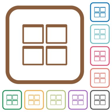 Yönetici kontrol paneli panelleri basit simgeler renkli kare kare beyaz arka plan üzerinde yuvarlak