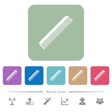 Basit tarak beyaz düz simgeler renk üzerinde kare arka planlar yuvarlanır. 6 bonus simgeler dahil