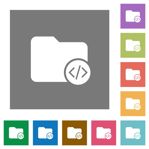 Directorio Código Fuente Iconos Planos Sobre Fondos Cuadrados Color Simple — Archivo Imágenes Vectoriales