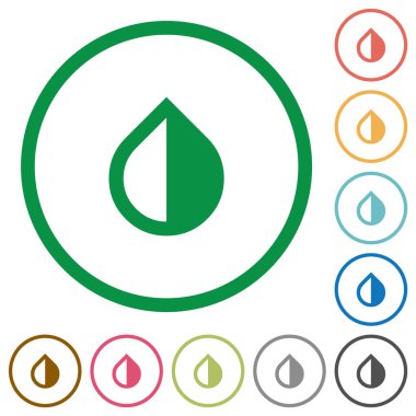 Beyaz arka plan üzerinde yuvarlak ana hatlarını renkleri düz renk simgeleri ters çevir