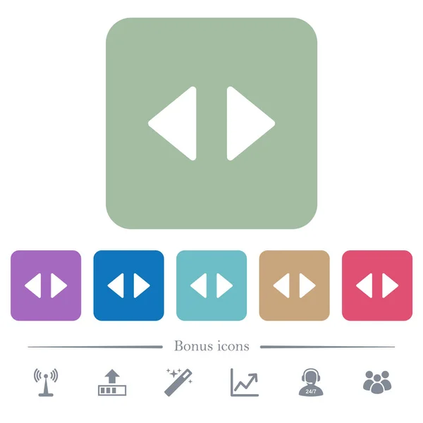 Flechas Control Horizontales Iconos Planos Blancos Sobre Fondos Cuadrados Redondeados — Archivo Imágenes Vectoriales