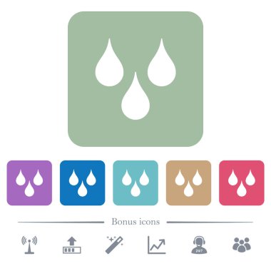 Su beyaz düz simgeler yuvarlak renkli kare arka planlar üzerinde bırakır. 6 bonus simgeler dahil