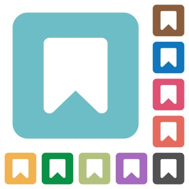 Yuvarlak renkli kare arka planlar üzerinde beyaz düz simgeler imi