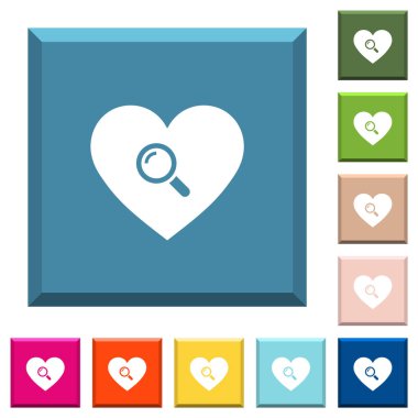 Modaya uygun çeşitli renklerde ucu keskin kare düğmeleri beyaz simgeler dating