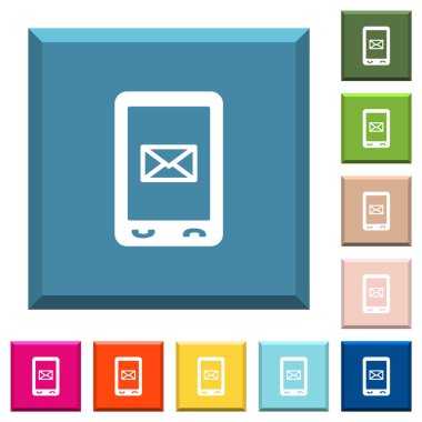 Modaya uygun çeşitli renklerde ucu keskin kare düğmeleri beyaz simgeler okunmamış Sms mesaj