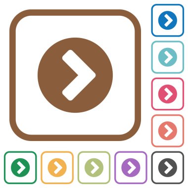 Chevron şu basit simgeler renkli kare kare beyaz arka plan üzerinde yuvarlak