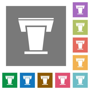 Konferans podyum düz simgeler basit renkli kare arka planlar üzerinde