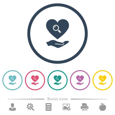 Dating hizmet düz renk simgeleri ana hatları yuvarlak. 6 bonus simgeler dahil.