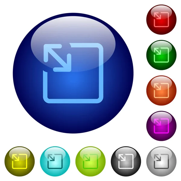Redimensionner Les Icônes Objet Sur Des Boutons Verre Couleur Ronde — Image vectorielle