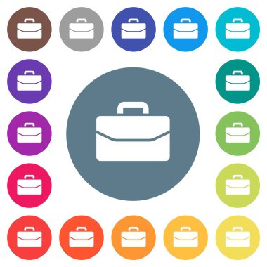 El çantası düz beyaz simgeleri yuvarlak renkli arka planlar. 17 arka plan renk değişimleri dahil.