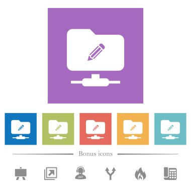 FTP kare arka düz beyaz simgeleri düzenlemek. 6 bonus simgeler dahil.