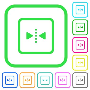 Ayna nesnenin etrafında beyaz zemin üzerine eğik kenarlık dikey eksen canlı renkli düz simgeler