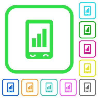Cep sinyal gücü canlı renkli düz simgeler beyaz arka plan üzerinde eğri sınırları içinde