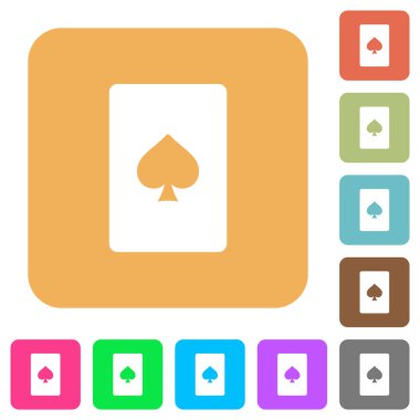 Maça kartı sembolü düz simgeler üzerinde yuvarlak kare canlı renkli arka planlar.