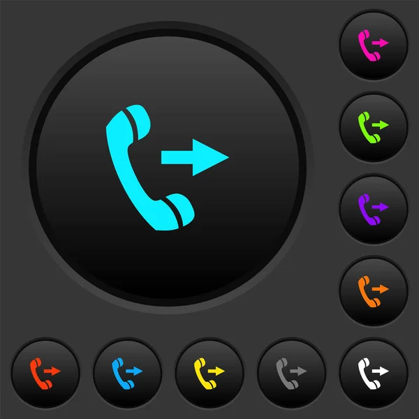 Botones Oscuros Llamada Telefónica Saliente Con Iconos Color Vivos Sobre — Archivo Imágenes Vectoriales