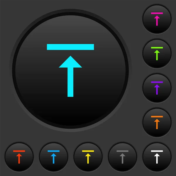 Vertical Align Top Dark Push Buttons Vivid Color Icons Dark — Stock Vector