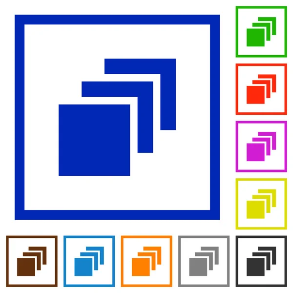 Plusieurs Toiles Des Icônes Couleur Plate Dans Des Cadres Carrés — Image vectorielle