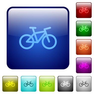 Yuvarlatılmış kare renk parlak düğme kümesi Bisiklet simgeleri