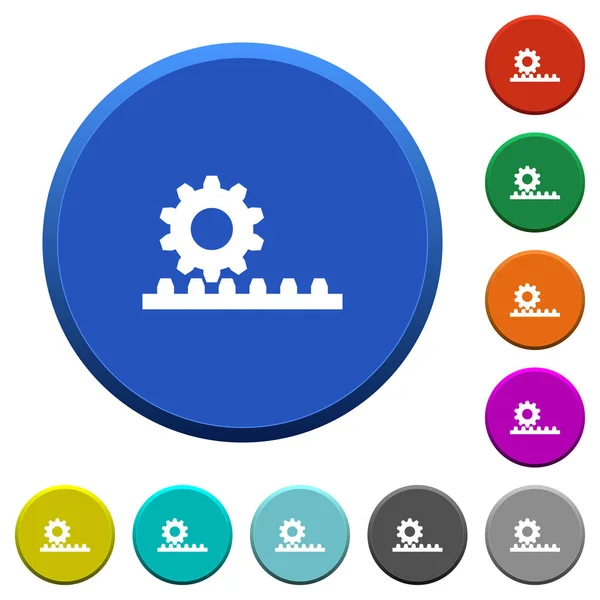 Zahnrad Mit Zahnstangenritzel Runde Farblich Abgeschrägte Tasten Mit Glatten Oberflächen — Stockvektor