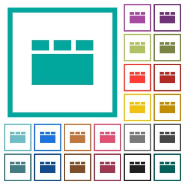 Dörtgen Bölümlü kare beyaz arka plan üzerinde ile yatay sekmeli düzen düz renk simgeleri