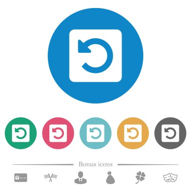 Düz beyaz simgeleri yuvarlak renkli arkaplanlarda döndür. 6 bonus simgesi dahil.