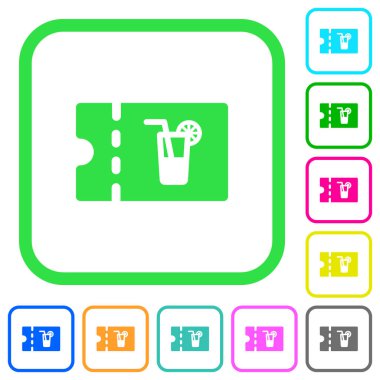 kokteyl bar indirim kupon canlı renkli düz simgeler beyaz arka plan üzerinde eğri sınırları içinde