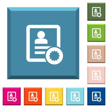 Modaya uygun çeşitli renklerde ucu keskin kare düğmeleri kişi beyaz simgeleri sertifikalı